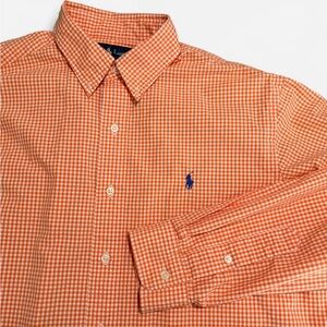 Ralph Lauren Orange Gingham Button Down Men’s Large VTG